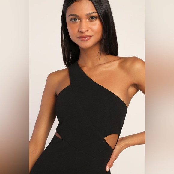 NWOT Lulus Show-Stopping Style Black One-Shoulder Cutout Maxi Dress - Picture 4 of 7
